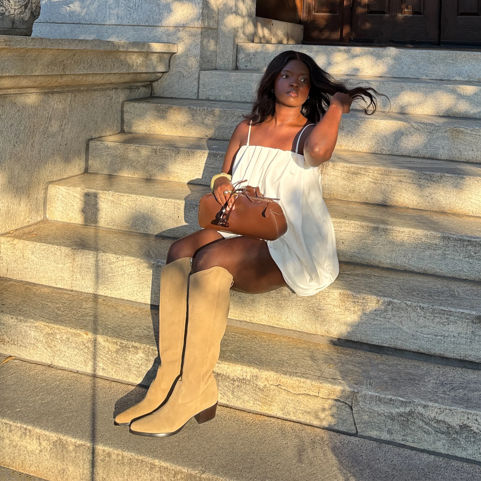 VIRONA H2O WIDE CALF BOOTS DK TAUPE SUEDE - Image 4
