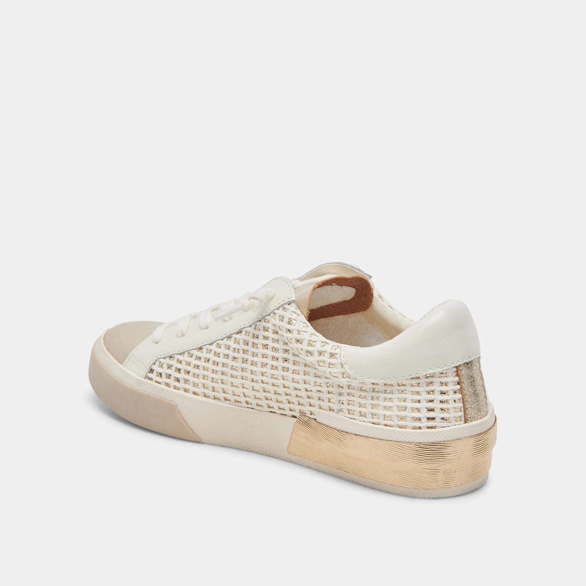 ZINA WIDE SNEAKERS BONE GOLD WOVEN - Image 5