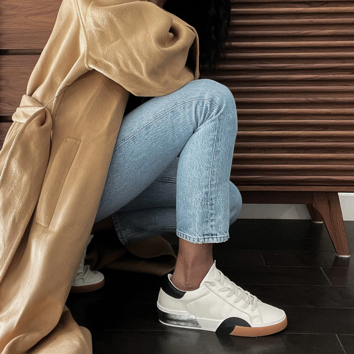 ZINA WIDE SNEAKERS WHITE BLACK LEATHER - Image 4